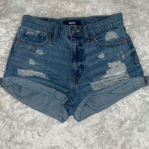 Aeropostale Women's Blue Distressed Jean Shorts